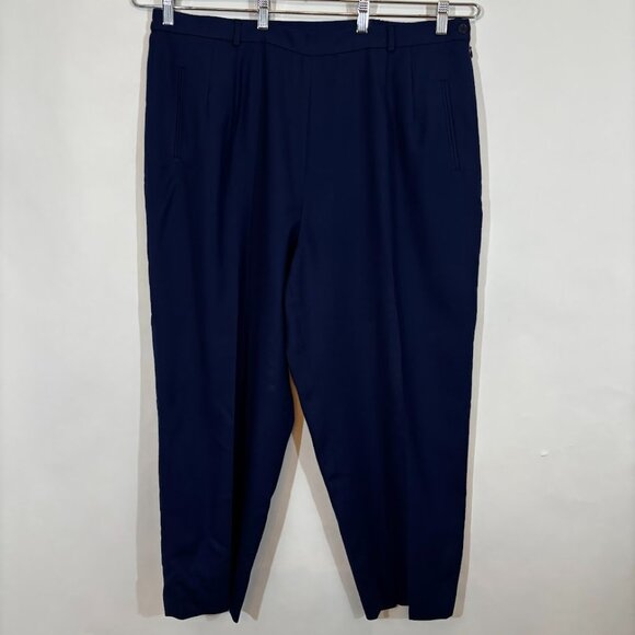 Talbots Pants Women 20 W Navy Blue Wool Wide Leg Trouser Classic Pants S… - Picture 5 of 9